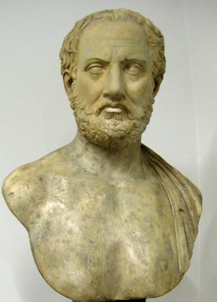 Busto en yeso de Tucídides, basado en una copia romana de un original griego del siglo IV a.C.