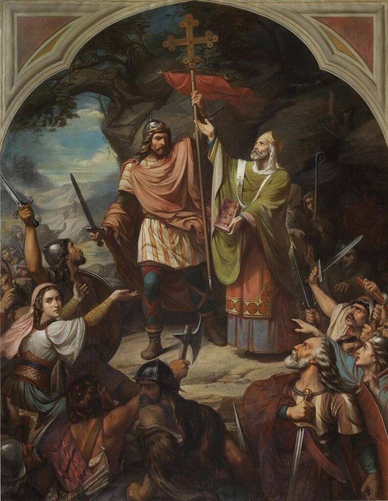 Pelayo en Covadonga, 1855. Luis de Madrazo.